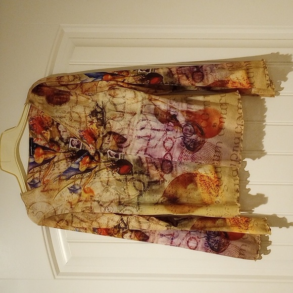 oneworld Tops - Oneworld flare sleeve sheer top